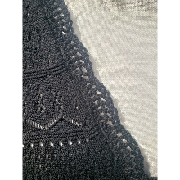 LA MAILLE SEZANE Keyla Black Cardigan Sz Sm Crochet Knit EUC 100% Organic Cotton - Picture 14 of 16